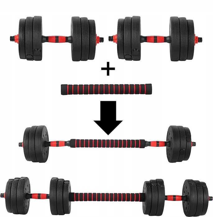 ZESTAW HANTLI 20 KG Hantle Regulowane 2 x 10 kg + sztanga