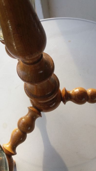 Żyrandol drewniany 3 ramienny z kloszami oświetlenie sufitowe antyk