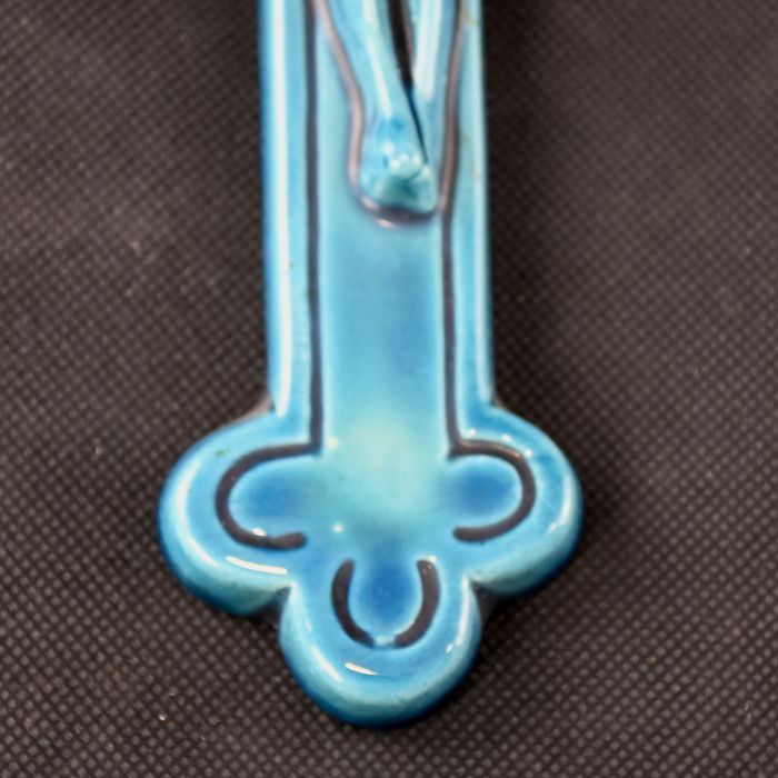 Grande Rosário / Terço em Majólica e metal, Azul-Turquesa