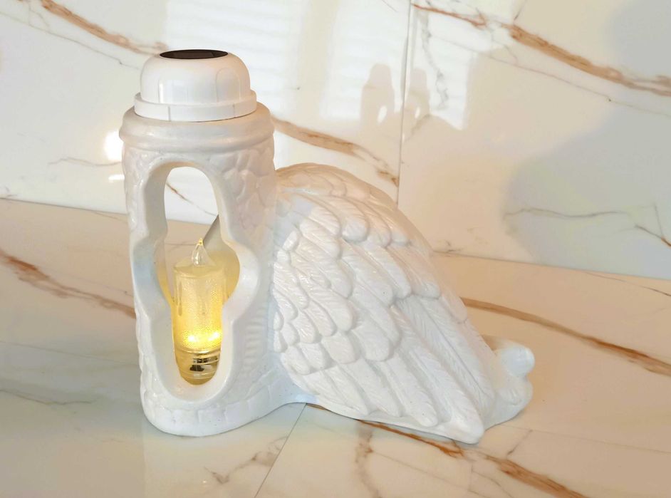 Znicz solarny LED Lampion Anioł dekoracja na grób pomnik cmentarz stroik