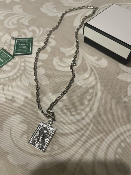Якорная цепь цепочка,кулон икона ладанка Св.Николай Чудотворец 925проб