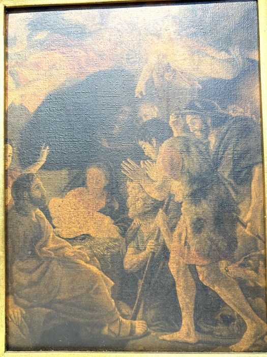 Conjunto de 2 antigos quadros com reproduções de  imagens religiosas
