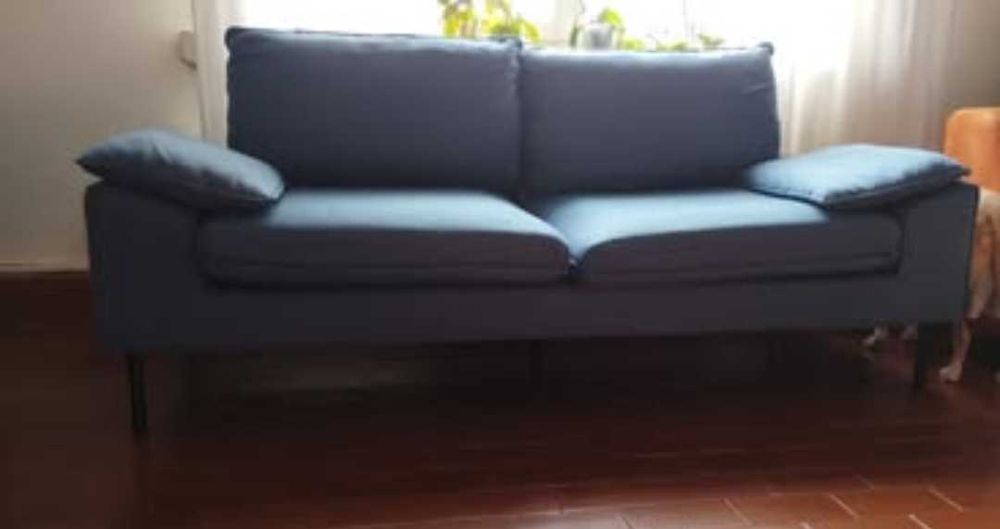 Sofá alto de dois lugares, azul, Superdecor.