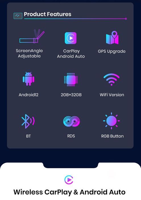 Rádio 1din 7" android 2/32Gb universal Carplay gps wifi Bluetooth NOVO