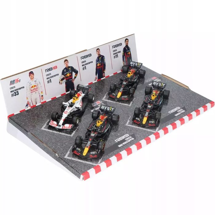 F1 Red Bull Zestaw 2021 2022 2023 Verstappen 1/43 Bburago. Nowy Produkt