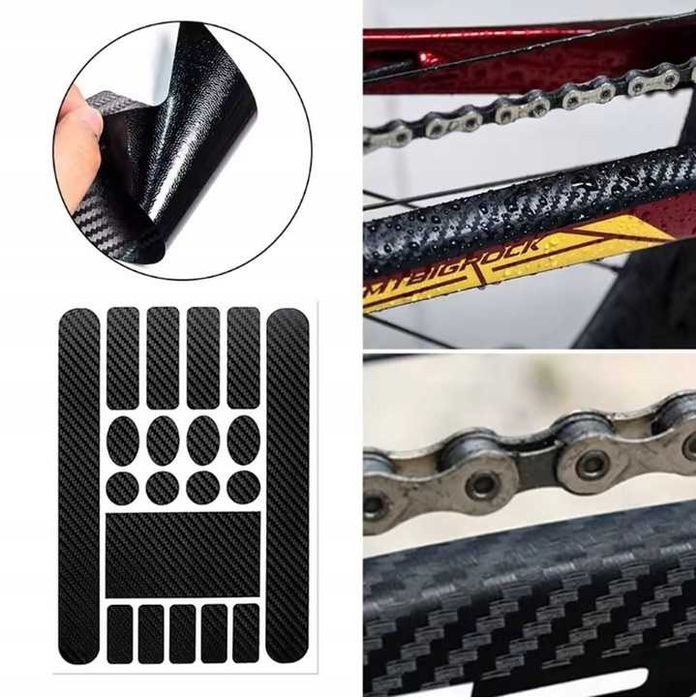 Zestaw 20 naklejek ochrona ramy rower CARBON Folia ochronna *Wejherowo