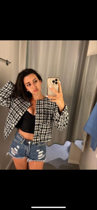 Піджак чорно-білий xs H&M