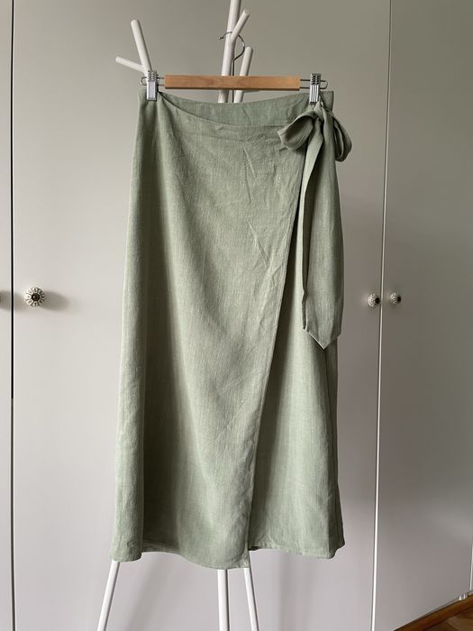 Lniana spódnica - len 20 % wiązana kopertowa spódniczka rozmair S lato