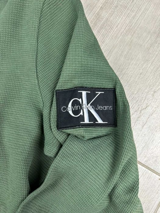 Calvin Klein Jeans – męska bluza waflowa khaki zielona – rozmiar L