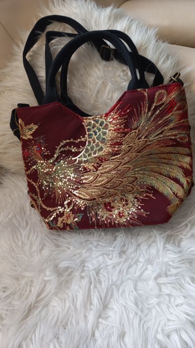 Torebka damska kolorowa z cekinami imprezowa do ręki i na ramię