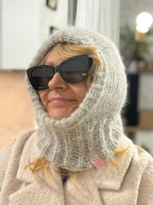 Szara balaclava / kominiarka - Rękodzieło