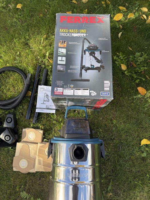 Найпотужніший будівельний Акамуляторний пилосос ferrex 40 v