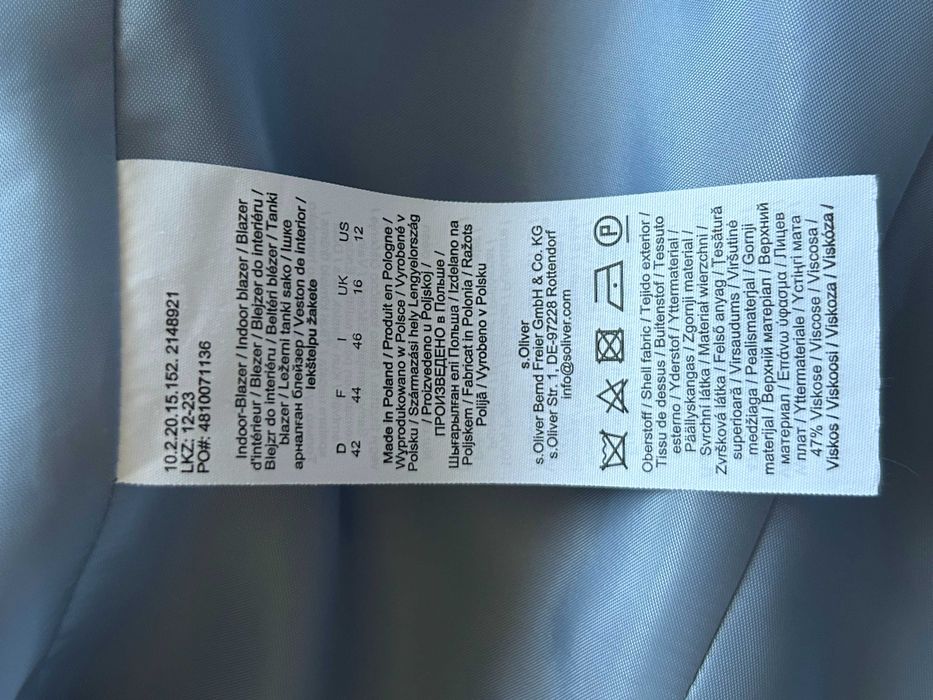 Marynarka damska S.Oliver rozmiar 42 / L błękitna