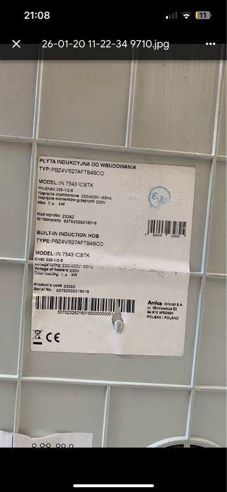 Sprzedam - płyta indukcyjna Amica IN 7543 ICSTK