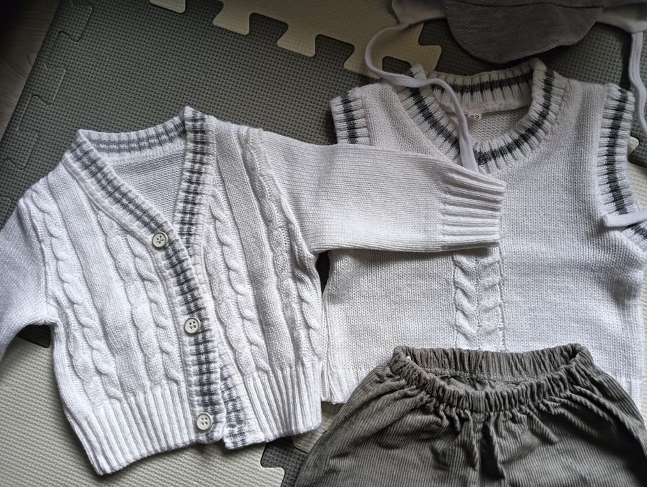 Komplet do chrztu dla chłopca. r.62 elegancki zestaw