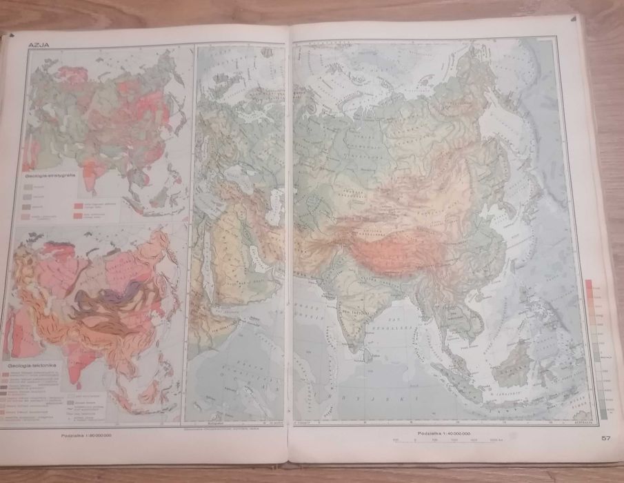 Zabytkowa stara mapa geograficzna 1962