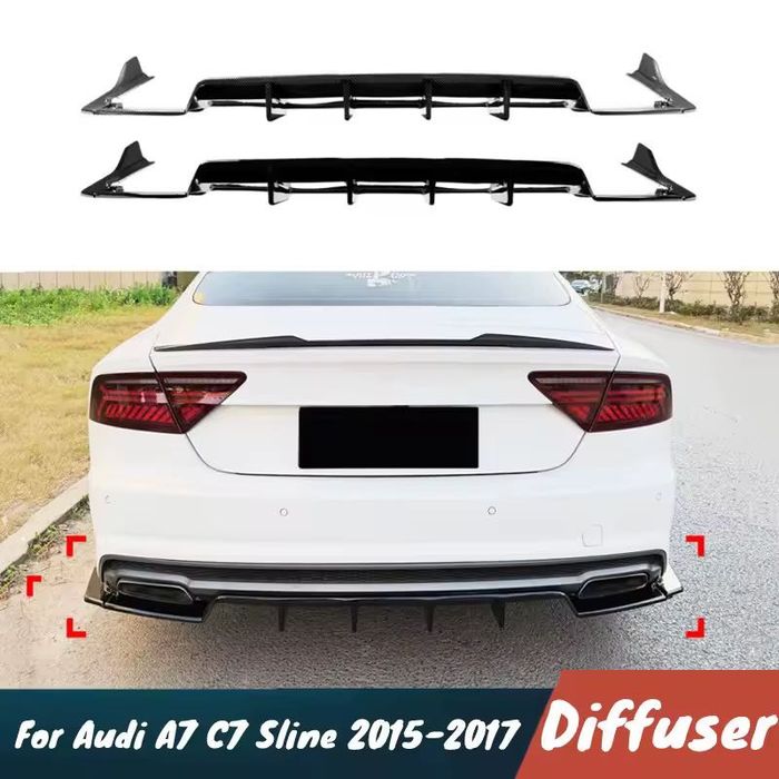 Диффузор Audi A7 C7 накладка на задний бампер Ауди А7 Ц7 юбка бампера сплитер элерон ауді