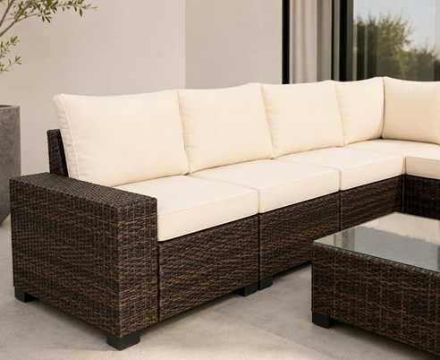 Sofá de jardim marrom de 7 lugares / Novo na caixa / Entrega gratuita em domicílio / Pagamento na entrega