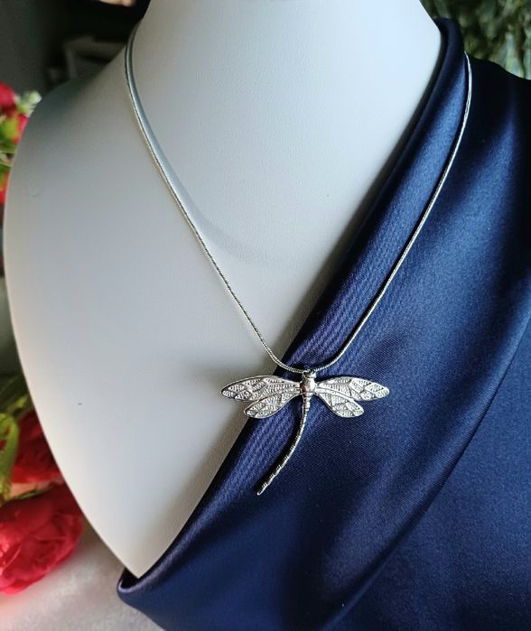 Srebrny naszyjnik- Ważka na łańcuszku. Pr 925