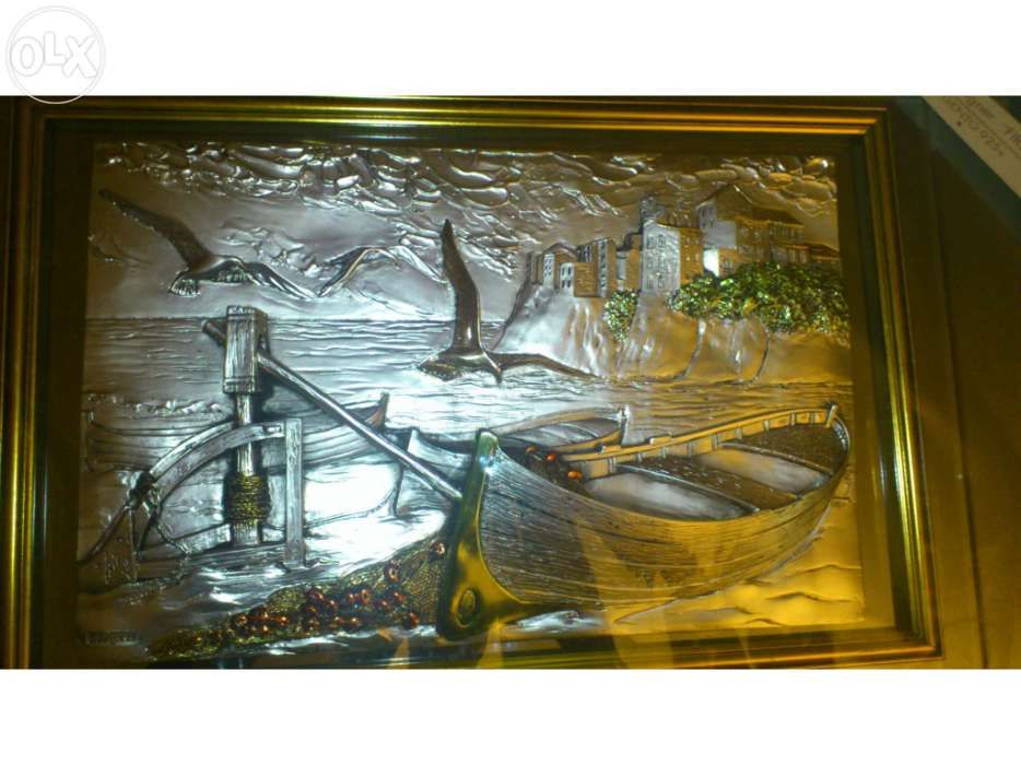 Prenda - Quadro novo com gravura no centro em prata.
