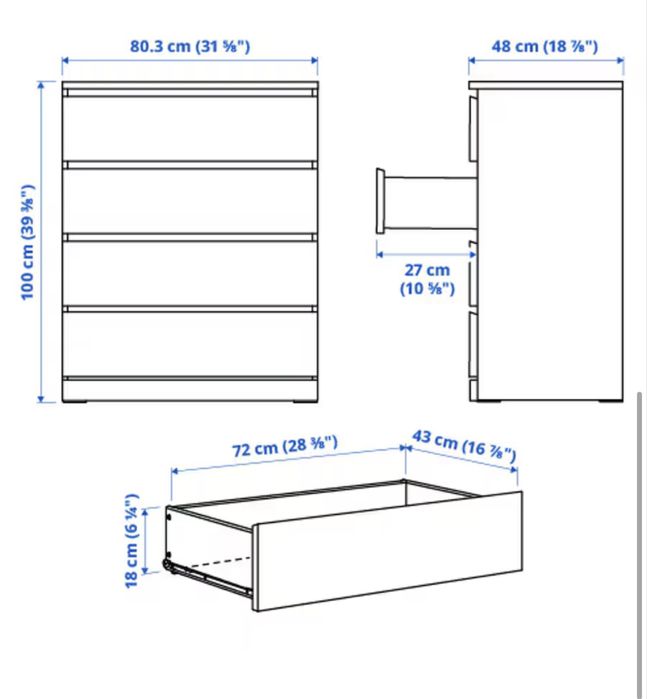 Comoda Castanha Escula 4 gavetas