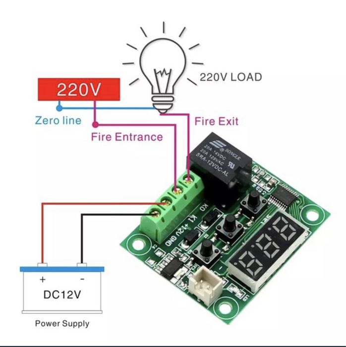 W1209 Терморегулятор для інкубатора 12v