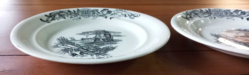 Antigos pratos em faiança Massarelos "Torre de Belém"