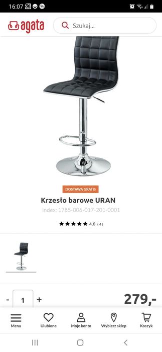 Hoker krzesło barowe