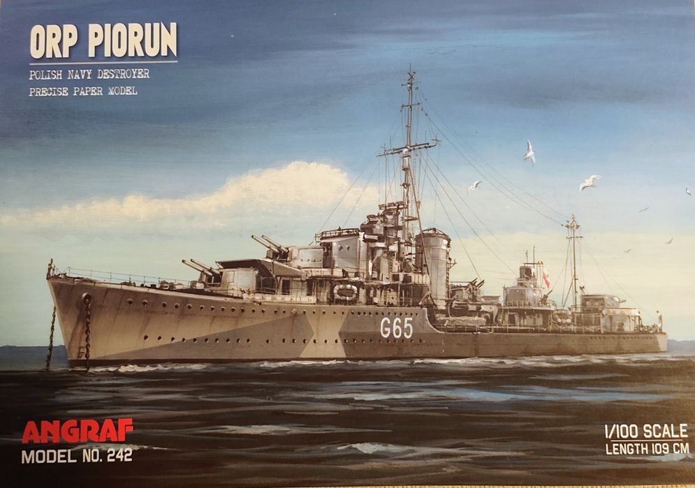 Model kartonowy ORP Piorun skala 1:100