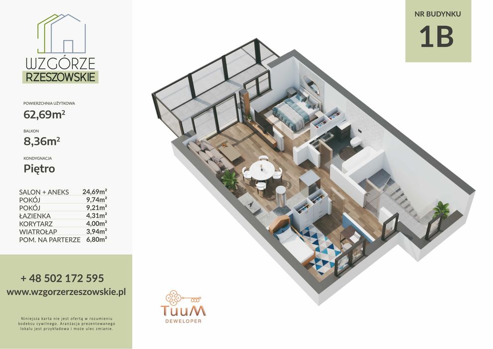 3-pokojowe 2 m. post  + bezczynszowe + poddasze 20 m2