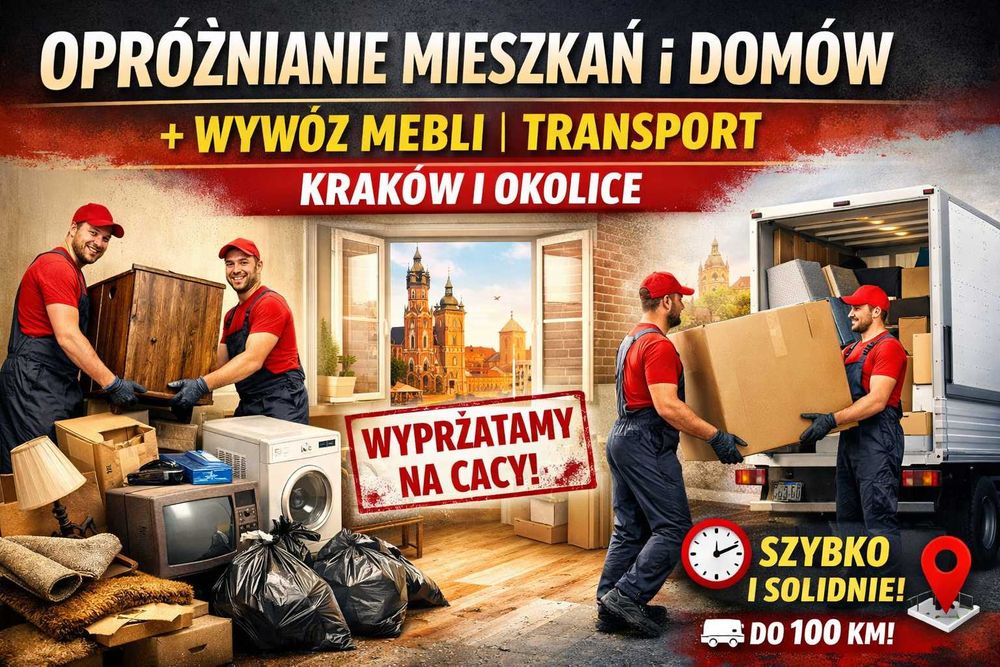 Ekspresowe Opróżnianie Mieszkań – Kraków Wywóz Mebli Transport 100 km