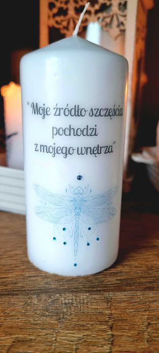 Świeca personalizowana 150 mm, wtopiona grafika, handmade