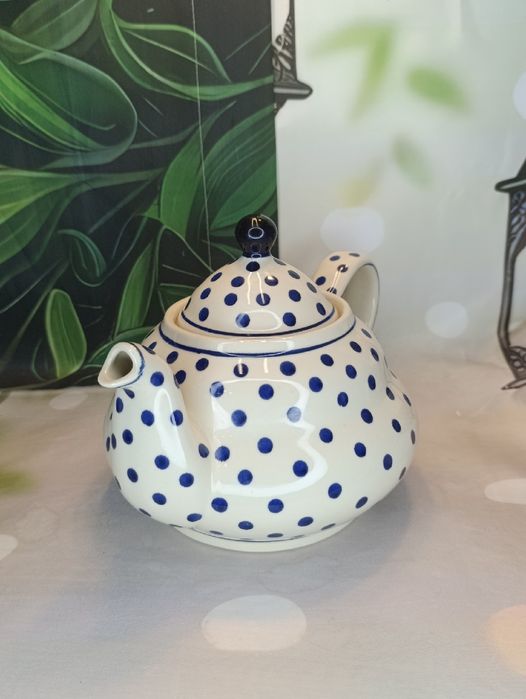 Czajnik imbryk ceramiczny Bolesławiec duży sitko 2L. Z.C. Bolesławiec