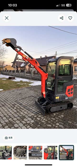 Minikoparka SANMAR S-M12S kubota,zwolnice,skretne ramie,kabina