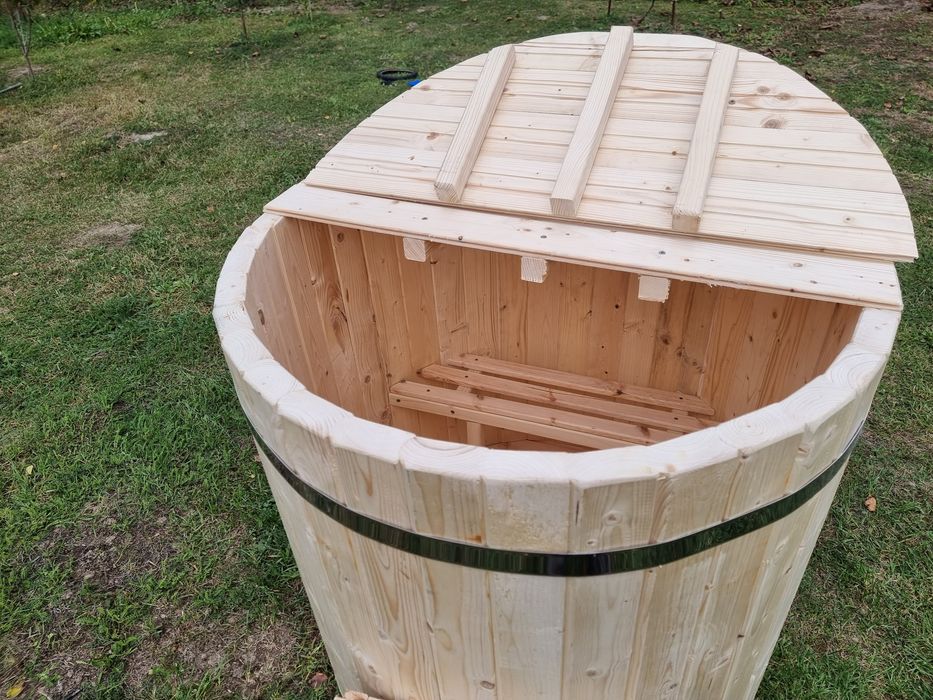 Beczka po saunie do morsowania fi 100 cm schodki pokrywa