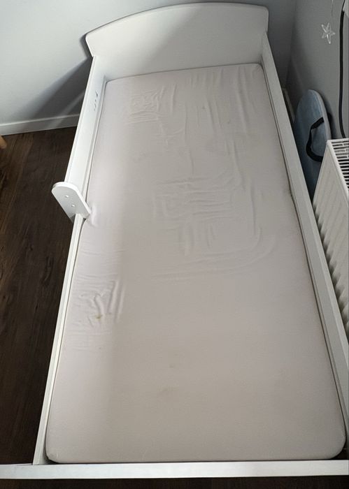Łóżko dziecięce białe LUK 160x80cm z szufladą i materacem