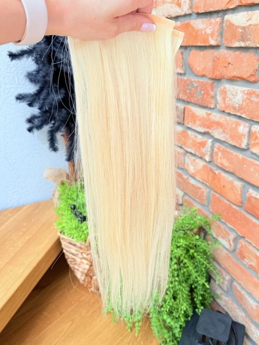 Naturalne słowiańskie włosy blond - Bio taśma do bezpośredniego założenia