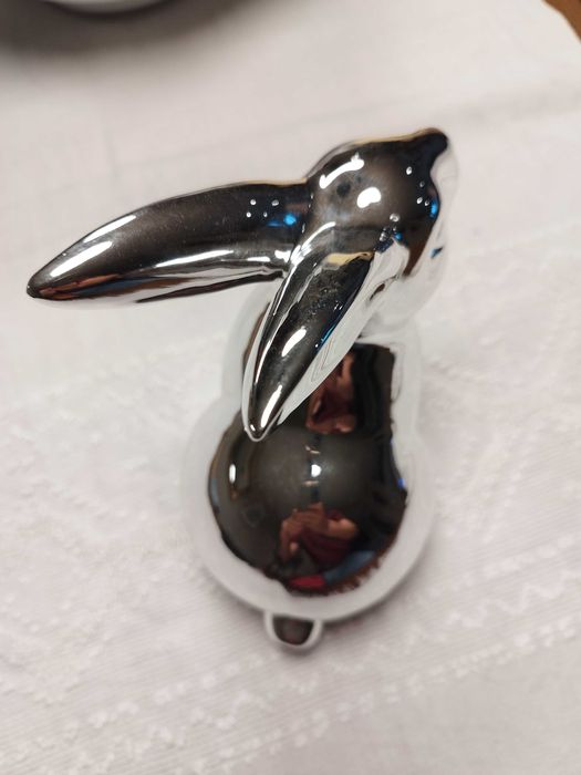 Coelho prateado - decoração - novo