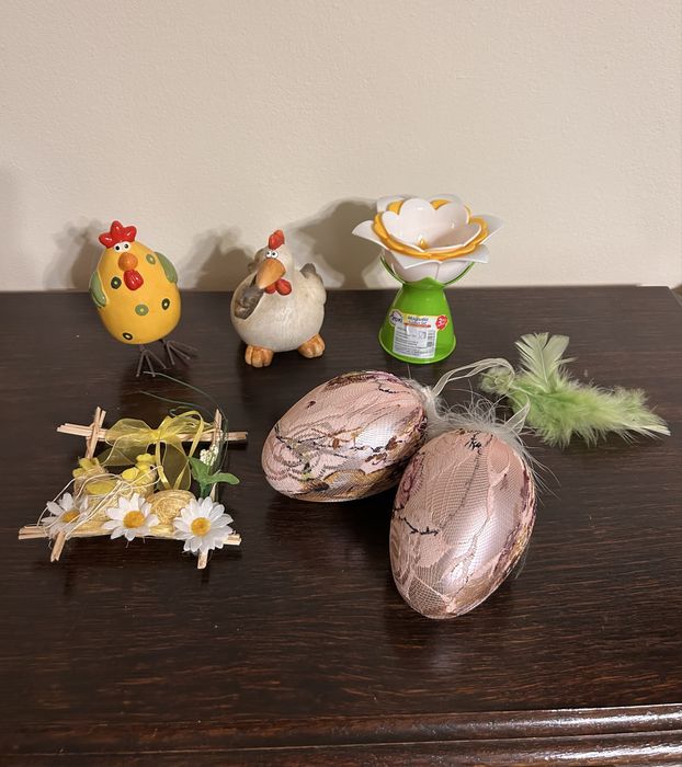 Ozdoby wielkanocne - jajka figurki kurczaków - zestaw
