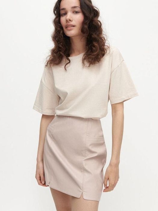 Шкіряна бежева спідниця-міні RESERVED, Кожаная бежевая мини-юбка