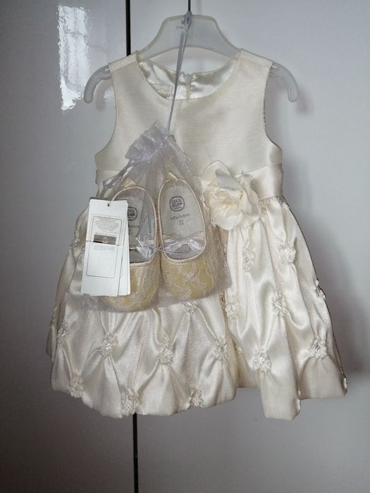 Sukienka chrzest cinderella rozm 18 m-cy 74 80 ecry buciki coolclub