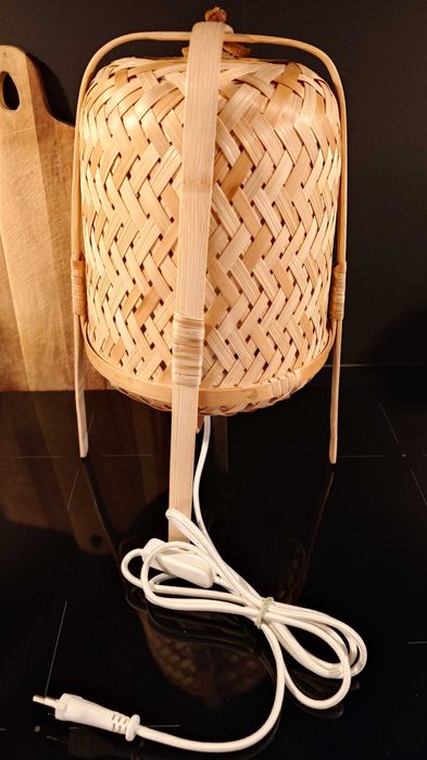 IKEA KNIXHULT Lampa stołowa, bambus 37 cm, lampka stan idealny.