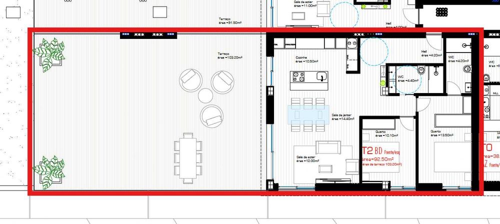 APARTAMENTO - T2 NOVO com 103,20m² de terraço