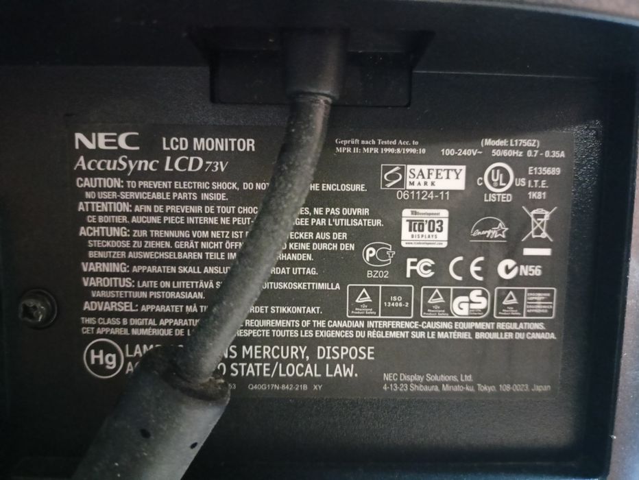 Monitor LCD NEC 73V 17 cali