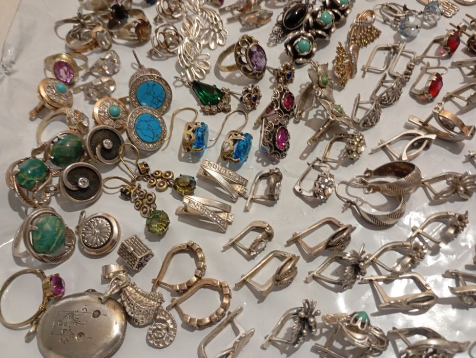 Серебряные серьги разное серебро винтаж