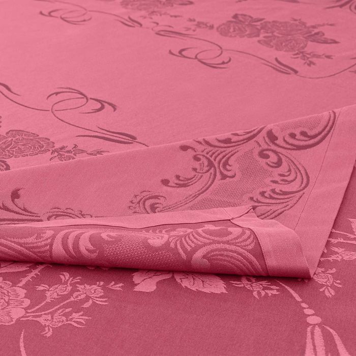 Retangular 250,  toalha de mesa em bordeus com rosas. Jacquard