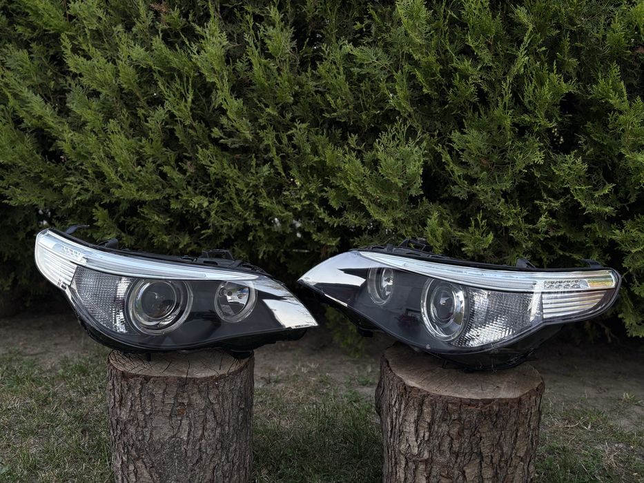 BMW E60 Bi-Xenon Nieskrętny Komplet Lamp Przód Oryginał EU