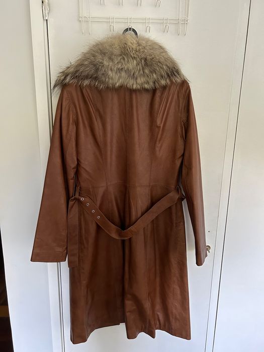Vintage Zara Woman 100% Pele Gabardine Pelo NOVO L / 30