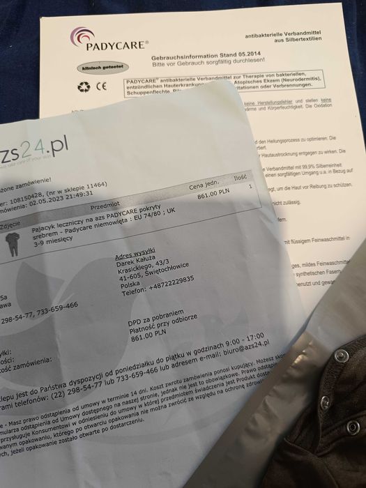 Pajacyk leczniczy na azs PADYCARE pokryty srebrem