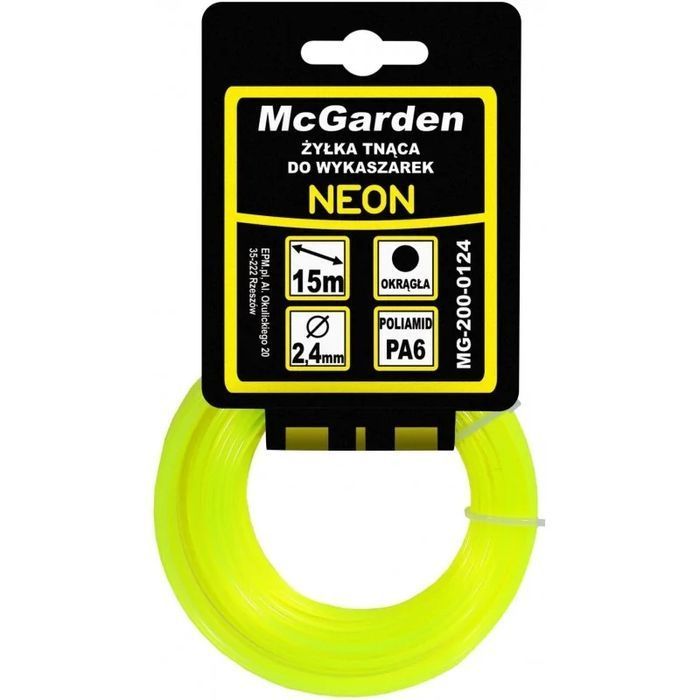 Żyłka Do Wykaszarki Okrągła Neon 2,4Mm 15M MC Garden